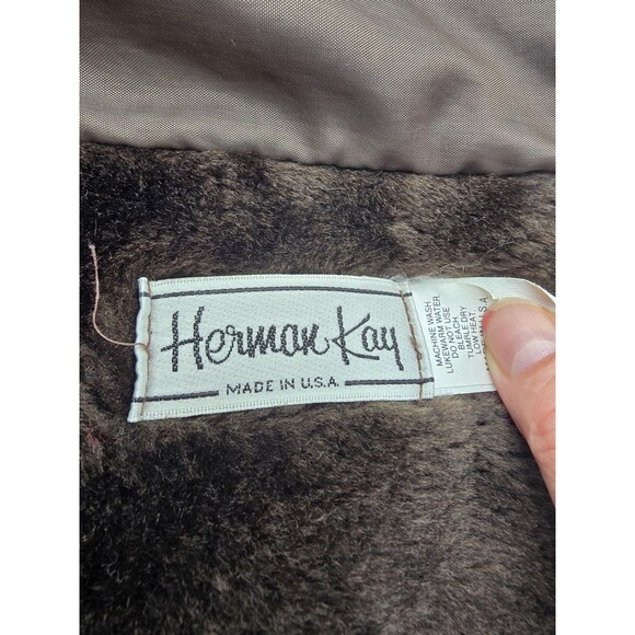 Herman Kay Dark Brown Faux Fur Vintage Button Down Lined Women's Coat USA - Picture 6 of 8